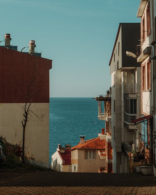 Downhill Street Leading at Sea