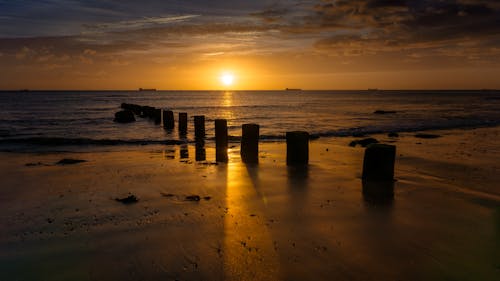 Beach Groyne at Sunset