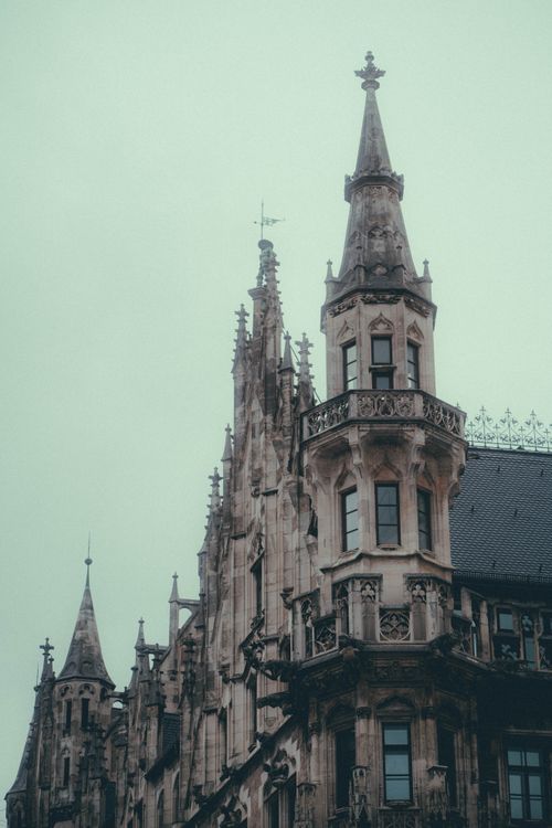 Free A stunning view of Gothic architecture and towers in Munich, Germany. Stock Photo