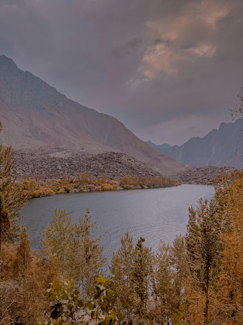 Scenic View of the Lake in Skardu Valley in the Himalayas 