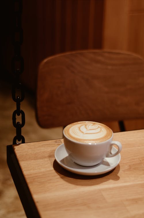 Free Latte in White Ceramic Cup Stock Photo