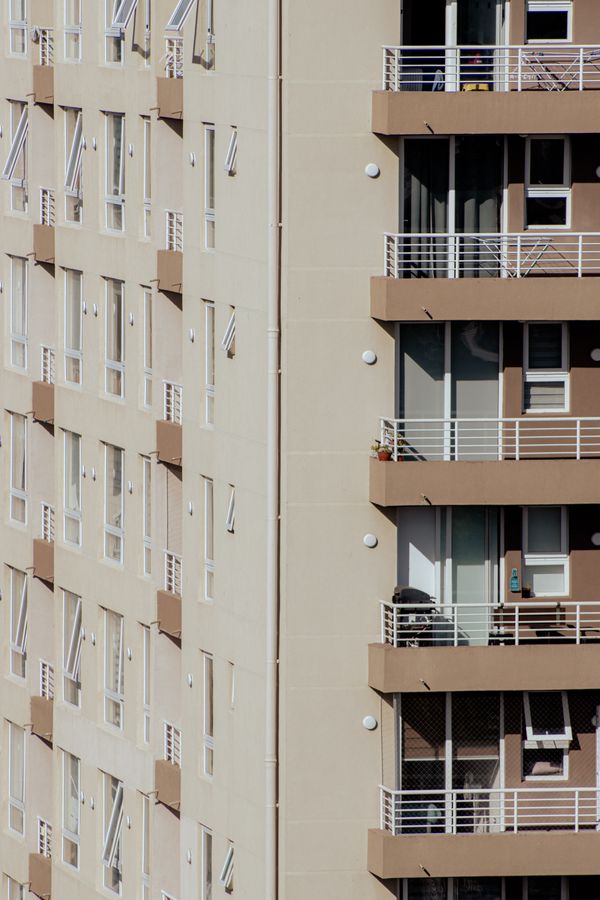 Modern apartment building exterior with balconies