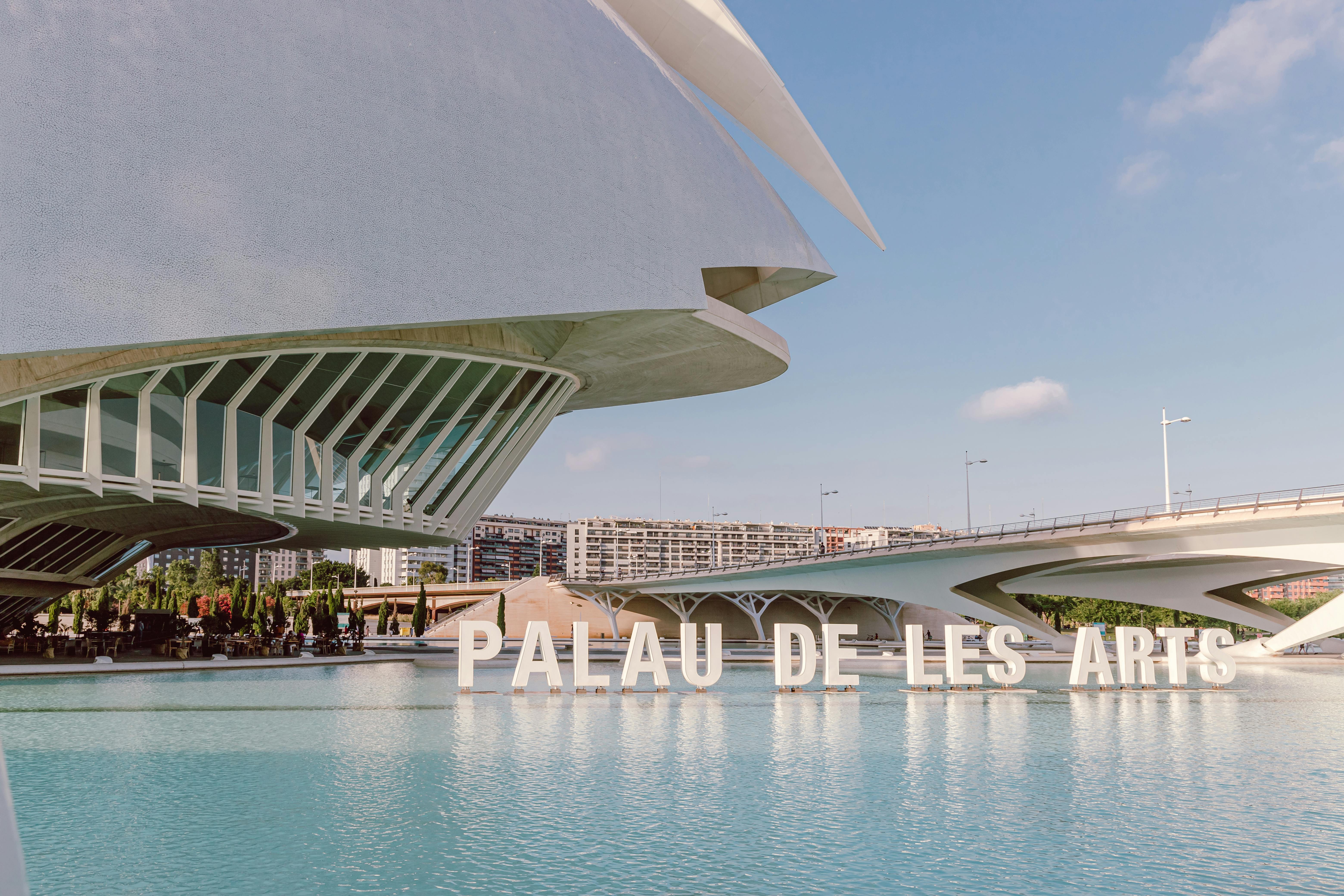 Stunning view of the Palau de les Arts in Valencia, Spain, showcasing modern architecture and urban scenery.