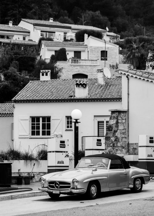 Free Classic Mercedes convertible parked in picturesque Èze, France street. Stock Photo