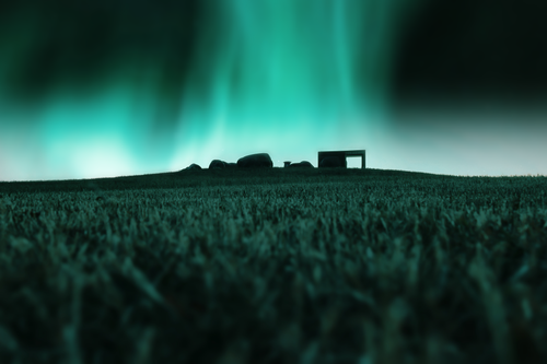 Free Spectacular northern lights over serene countryside in Skåne, Sweden at night. Stock Photo