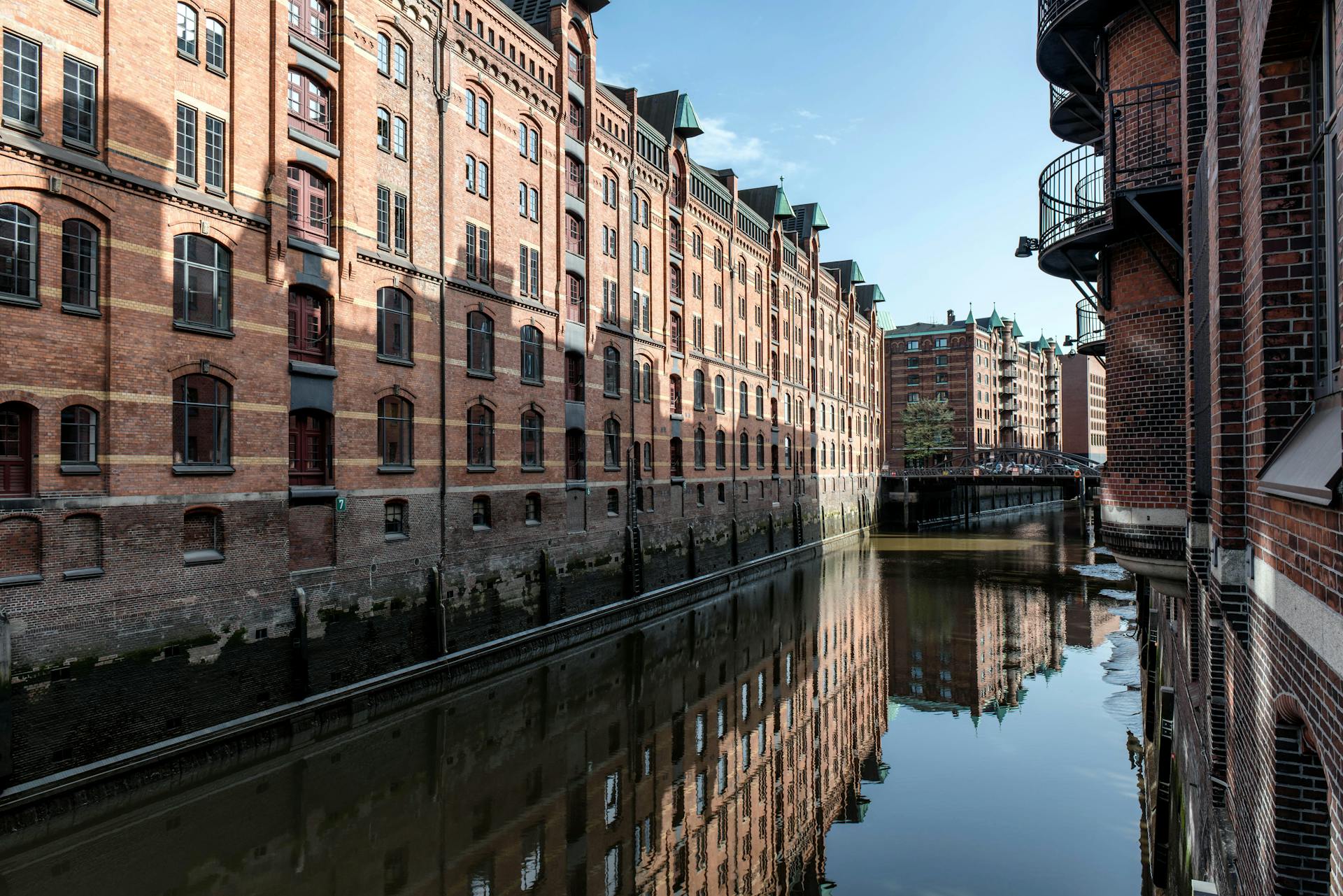Canal in Hamburg in Germany
