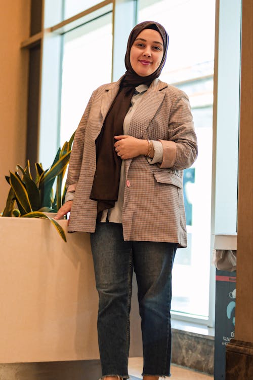 Woman in Hijab and Suit Jacket