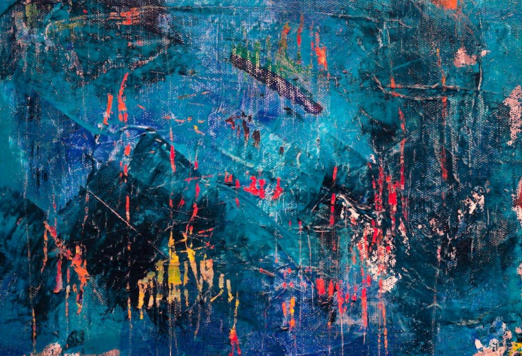 Blue, Red, And Black Abstract Painting