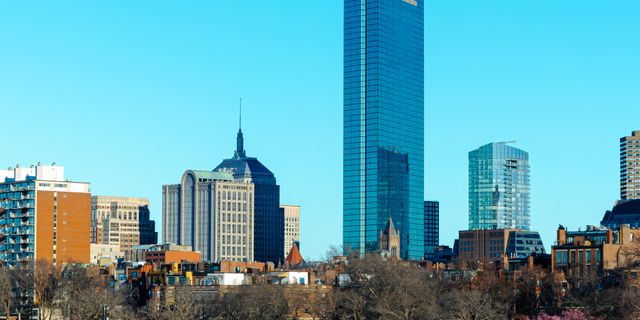 Stunning view of Boston's skyline featuring the iconic John Hancock Tower and modern architecture.