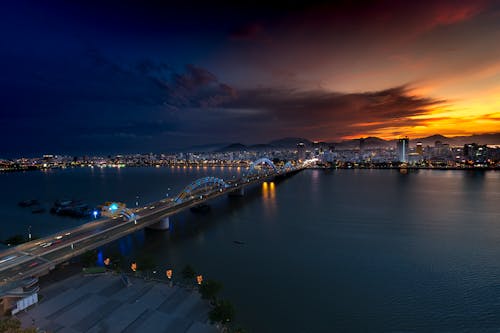 Gray Concrete Bridge at Golden Hour