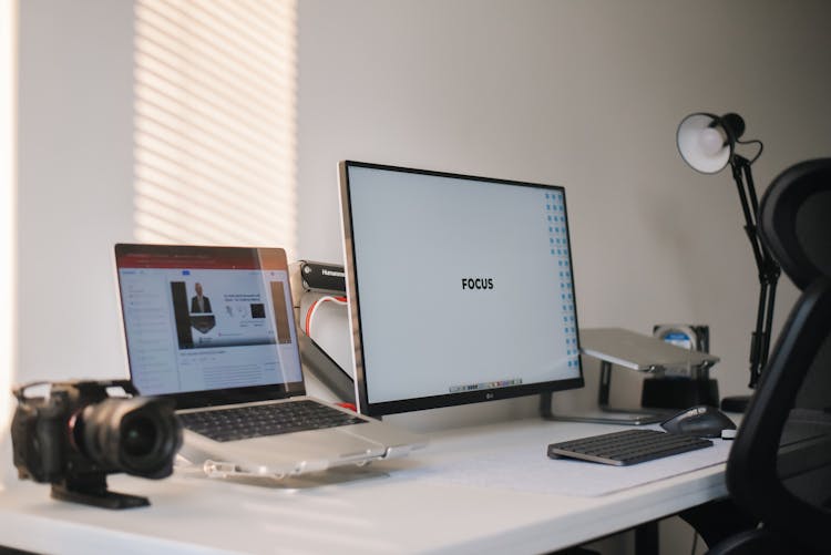 Electronics On An Office Desk 