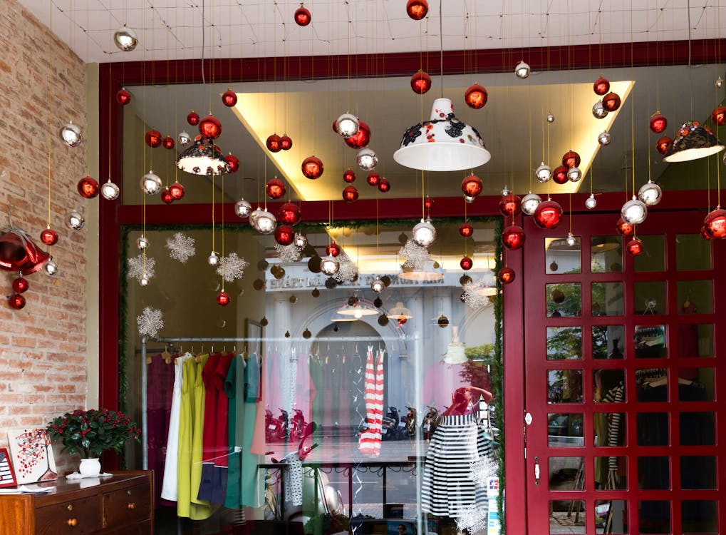 Red Wooden Glass Door