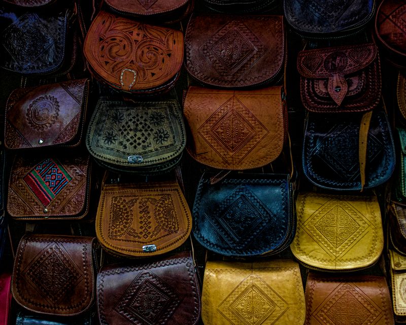Leather bags of the souk