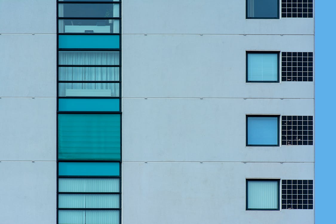 A close up of a building with windows