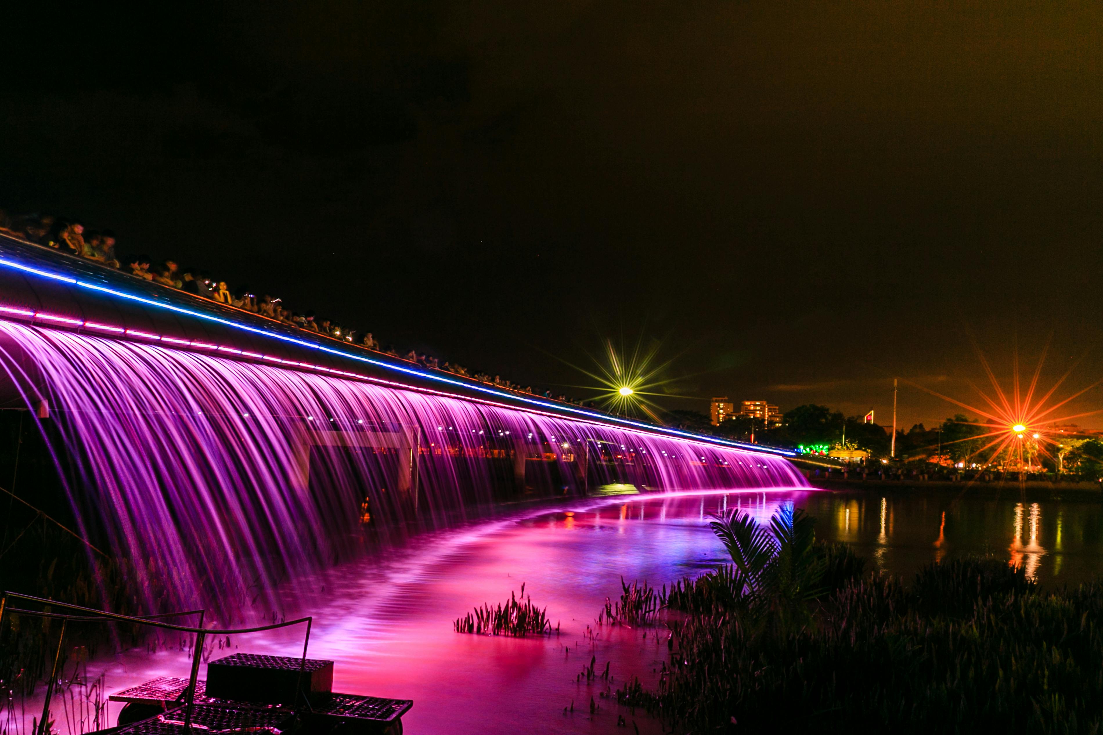 waterfalls at night