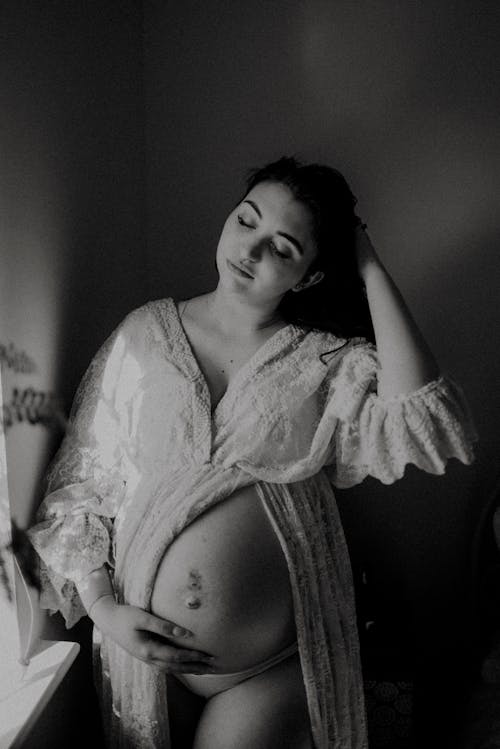 Pregnant Woman in Black and White