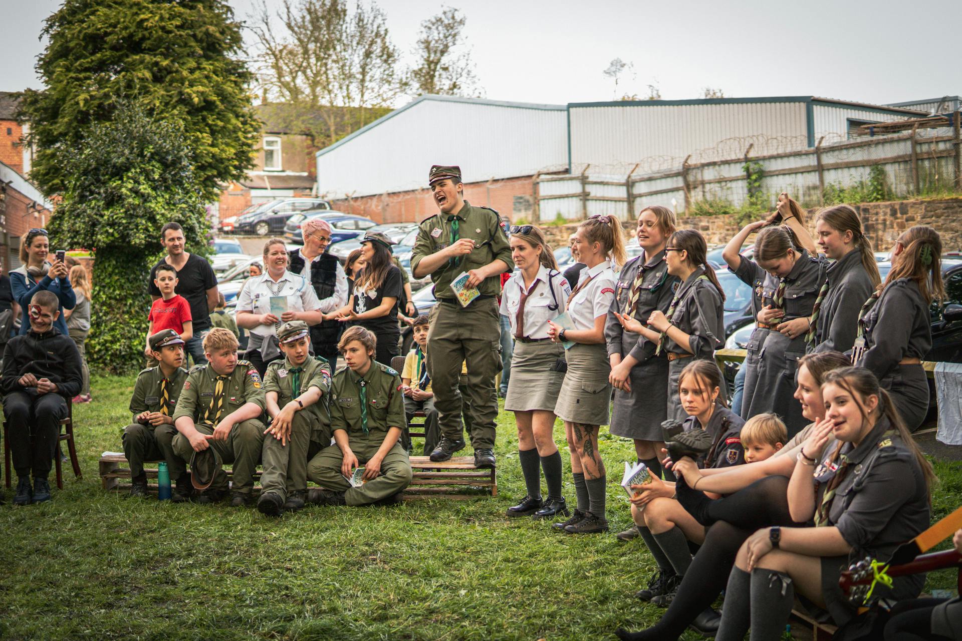 Group of Scouts at Meeting