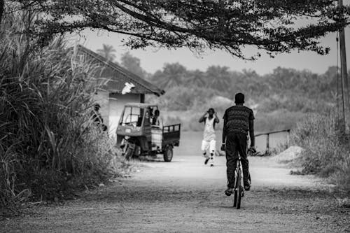 Základová fotografie zdarma na téma auto rickshaw, černobílý, jízda