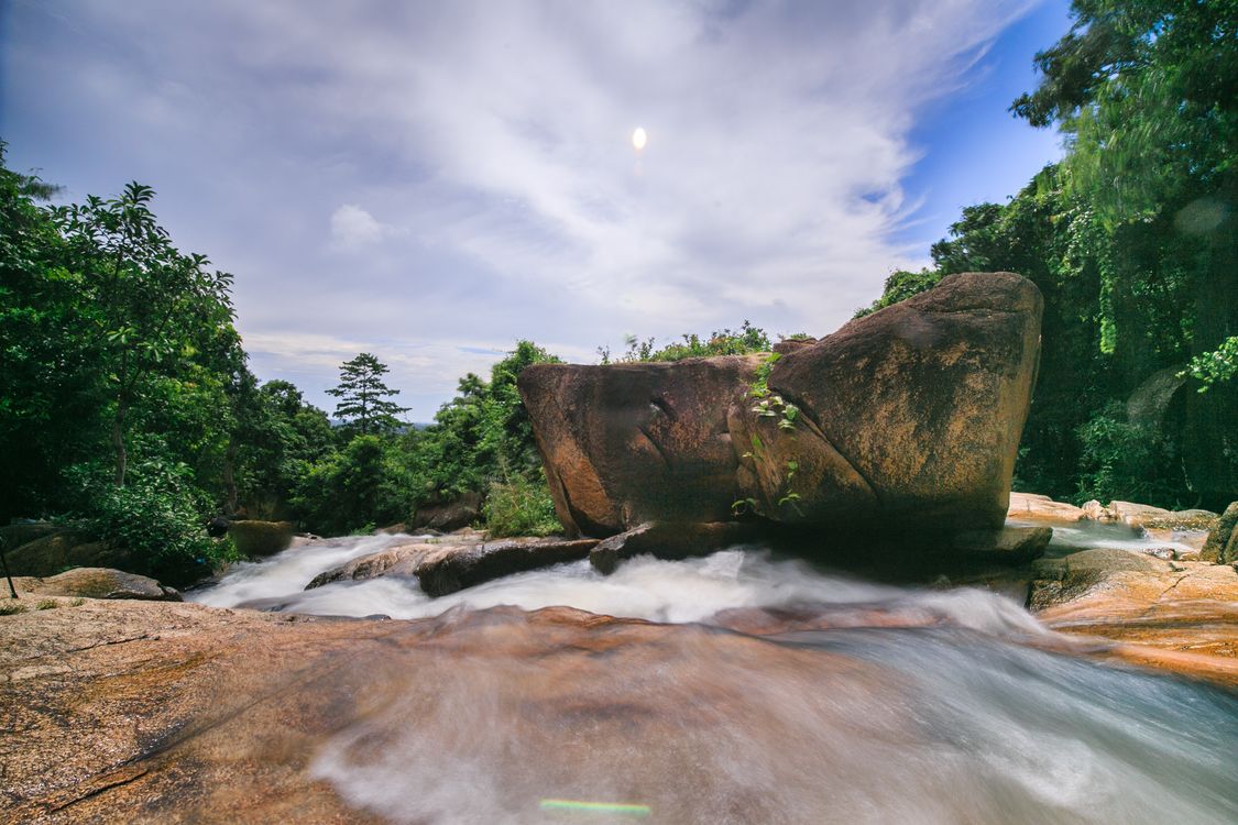Waterfalls Between Rock Formations · Free Stock Photo