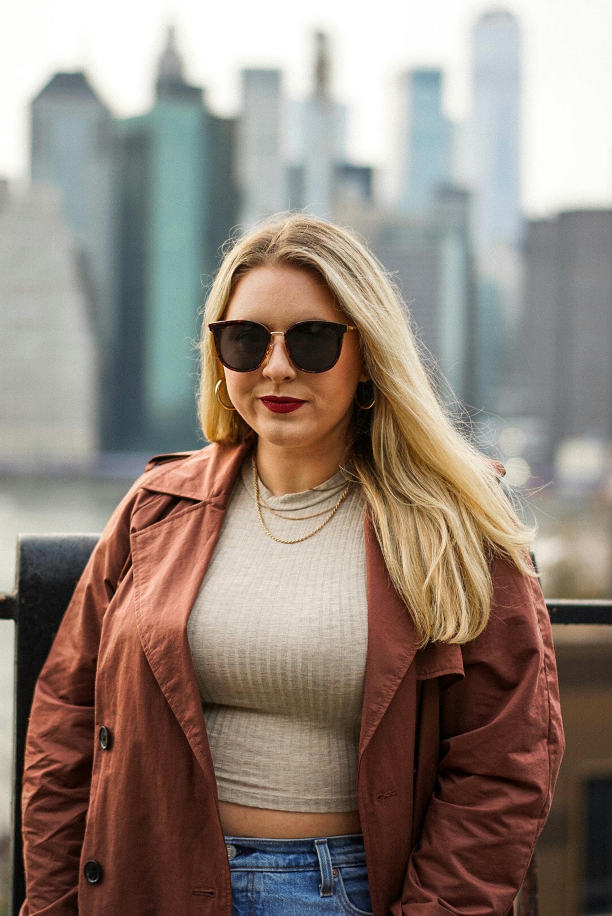 lady with a long red coat