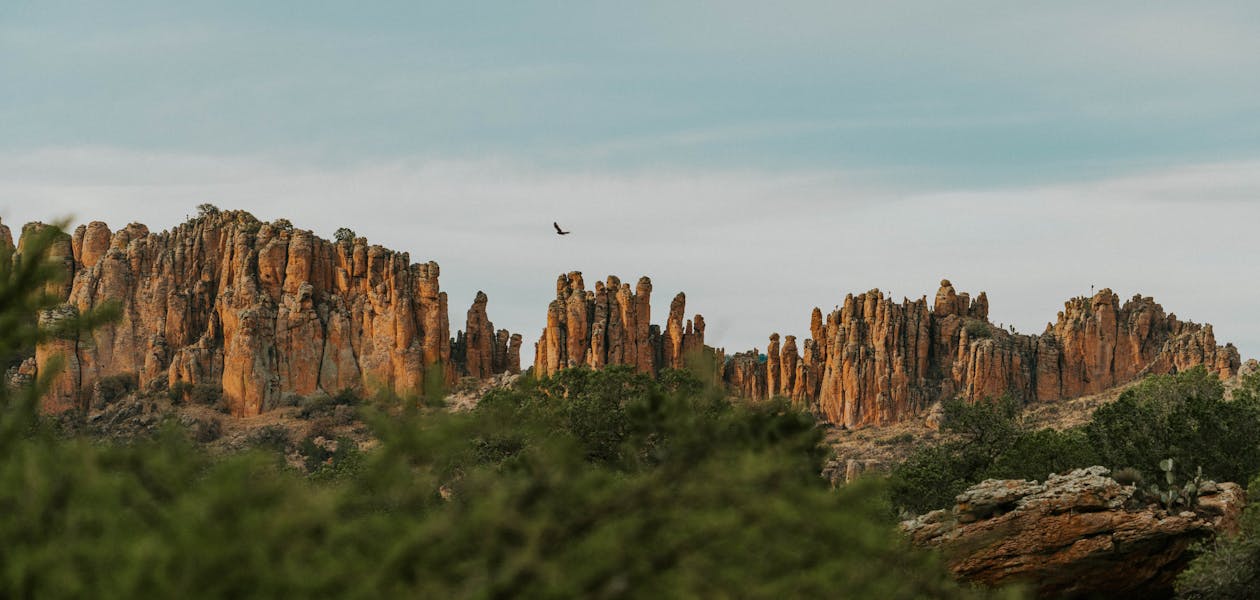 A view of the rock formations in the desert