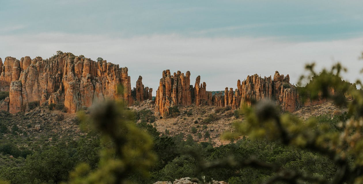 The view of the rock formations in the desert