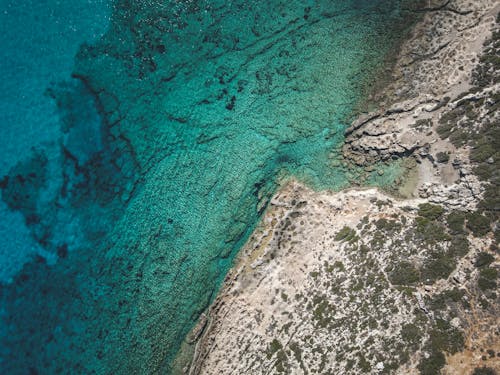 Aerial view of the coast of the island of greece