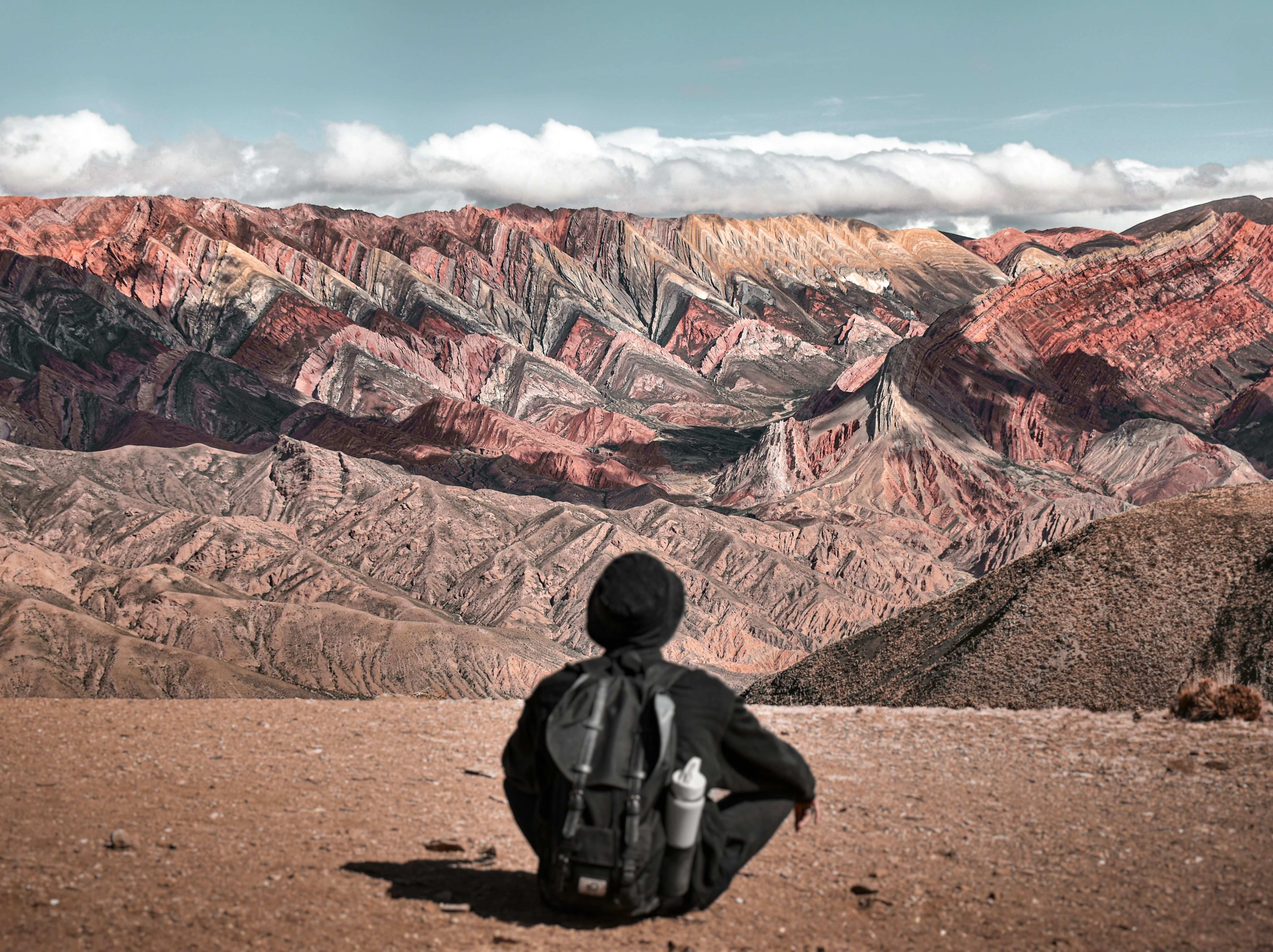 A traveler exploring the Andes mountains
