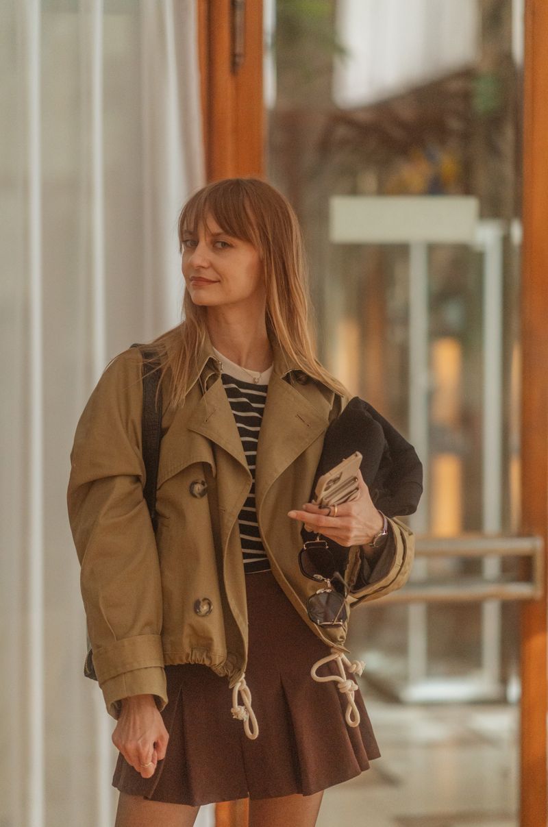 Portrait of Woman in Jacket and Skirt at Park · Free Stock Photo
