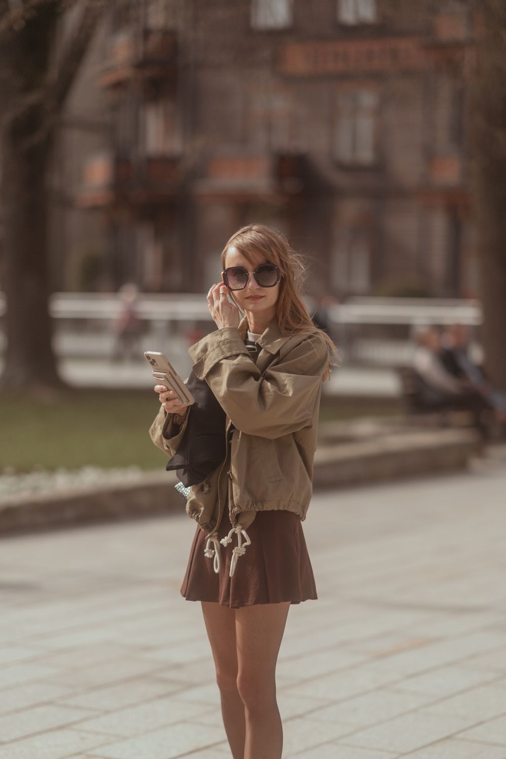 Portrait of Woman in Jacket and Skirt at Park · Free Stock Photo