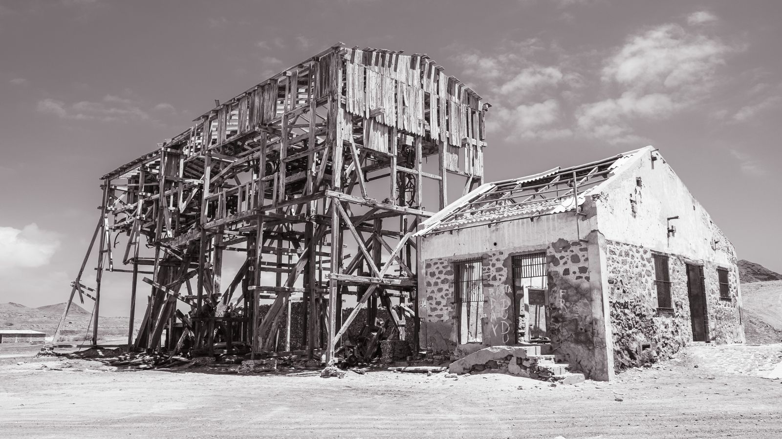 Destroyed building in a ghost town, Cabo Verde