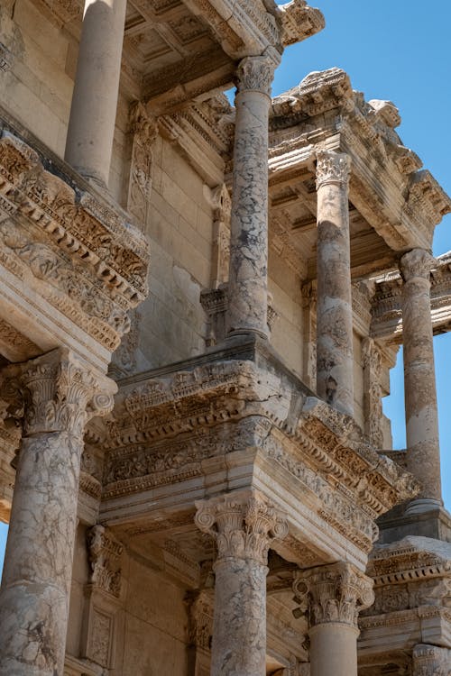 The columns of the ancient building in ephesus