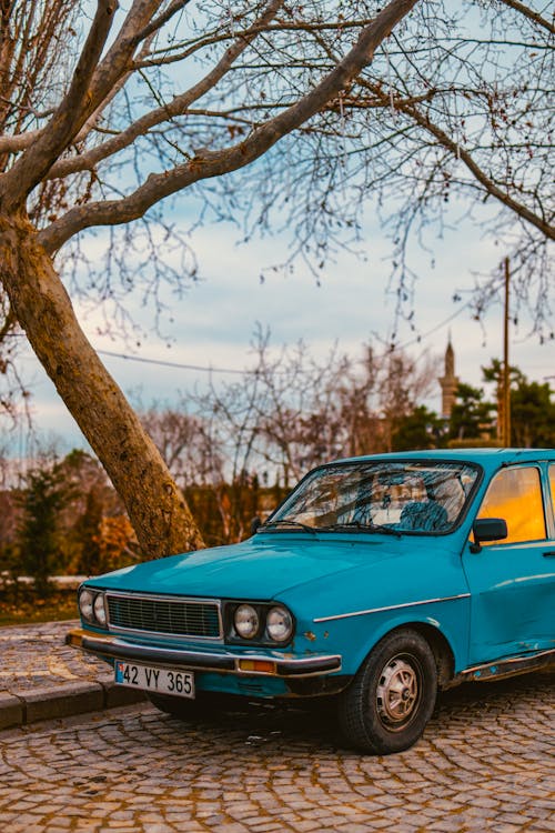 Foto profissional grátis de antigo, automóvel, azul