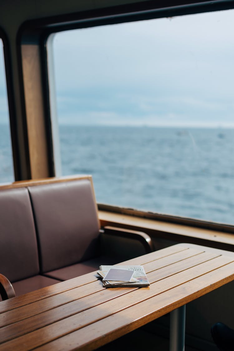 Newspaper On A Table In A Ferry 