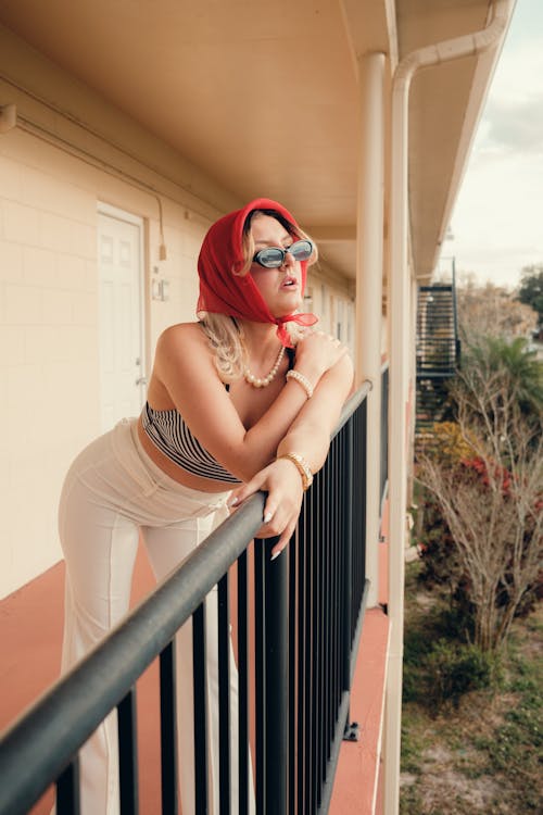 Blonde Woman in Sunglasses and Handkerchief