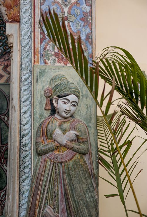 Free Detailed wall sculpture in City Palace, Jaipur, India, showcasing local artistry. Stock Photo