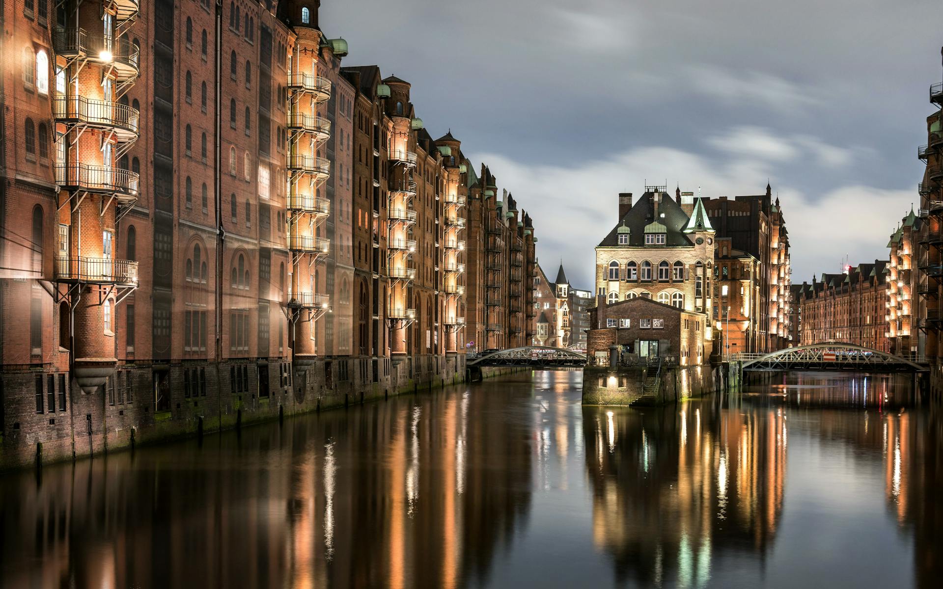 Canal in Hamburg in Germany