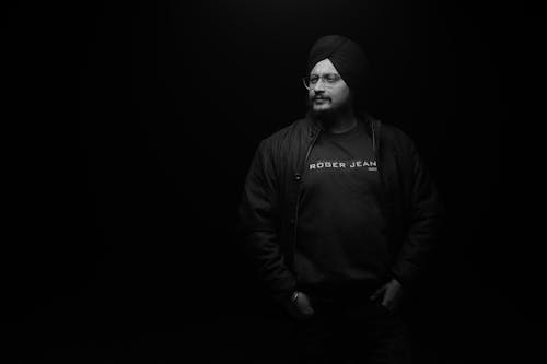 A Handsome Sikh Boy In Black And White