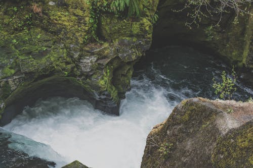 Aerial View Photography of River and Cliff