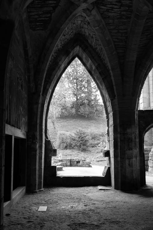 Darmowe zdjęcie z galerii z anglia, czarno-biały, fontanny abbey