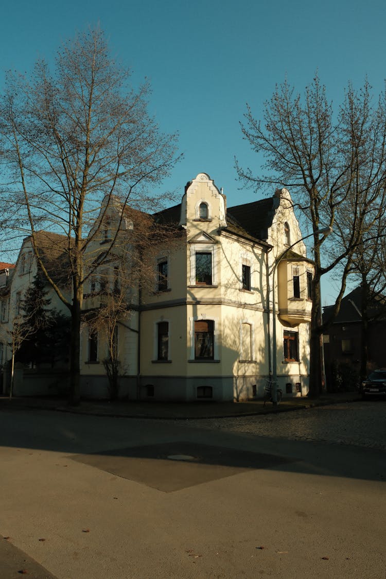 Mansion On Street In Town