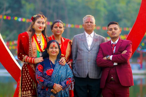 Portrait of Family in Traditional Clothing 