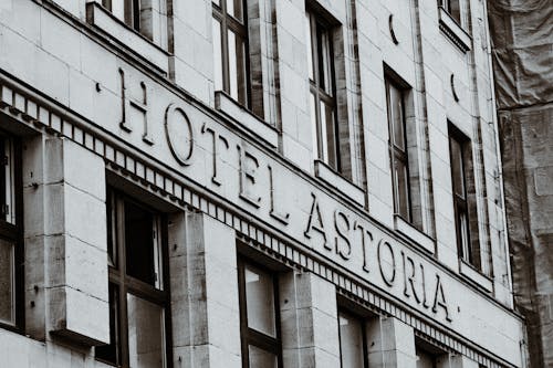 Black and white photo of hotel astoria