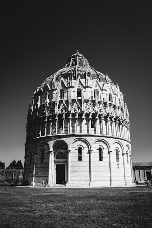 คลังภาพถ่ายฟรี ของ pisa baptistery, ขาวดำ, จุดสังเกต