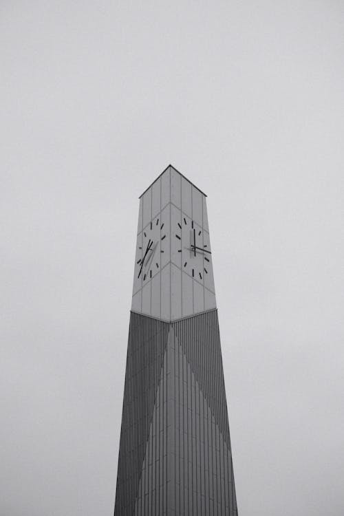 Corner of Clock Tower in Black and White