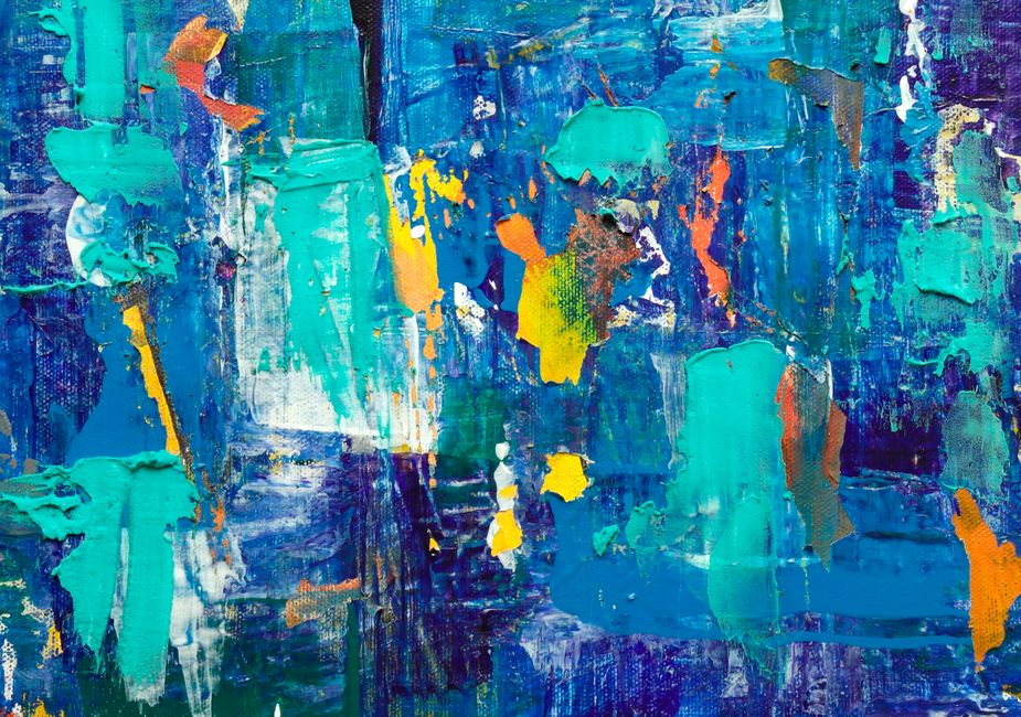 Dynamic abstract painting with vibrant acrylic colors and textured layers for creative inspiration.
