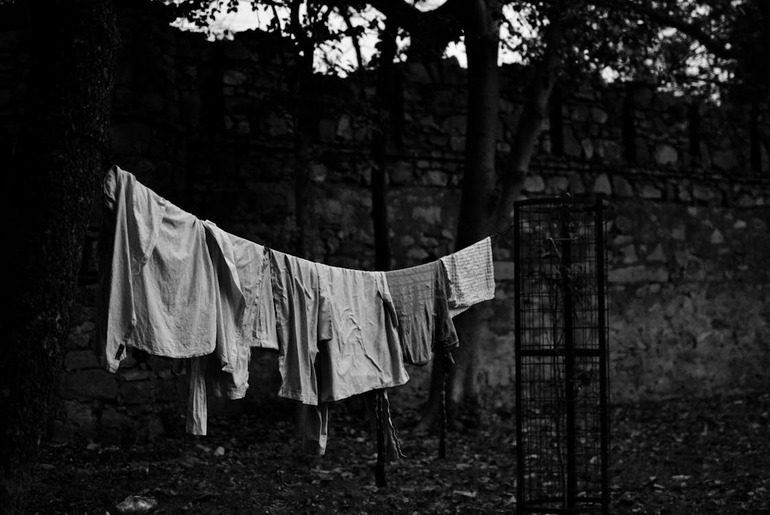 Free stock photo of black and white, clotheline, india