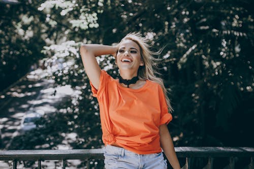 Free Woman Wearing Orange Shirt Stock Photo
