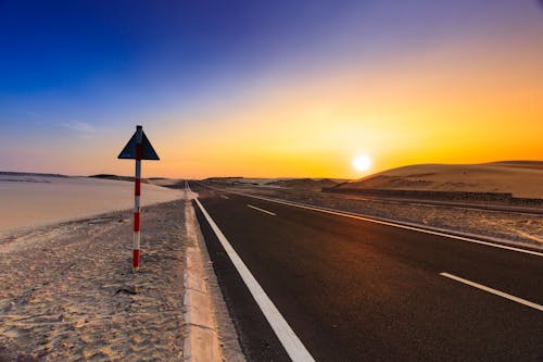 Free Empty Road during Sunset Stock Photo
