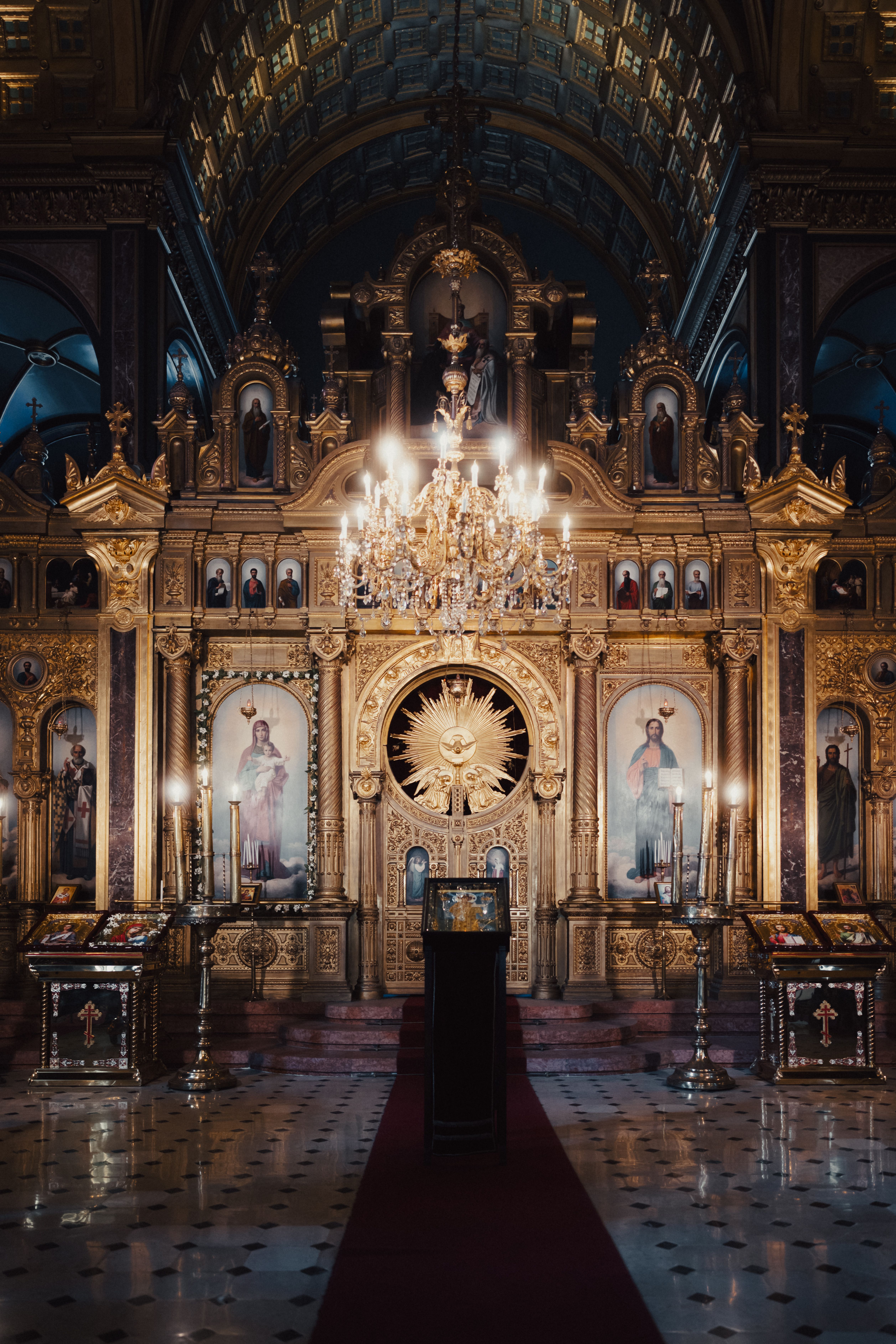 Capturing the intricate interior design of the Bulgarian St. Stephen Church, an Orthodox landmark in Istanbul.